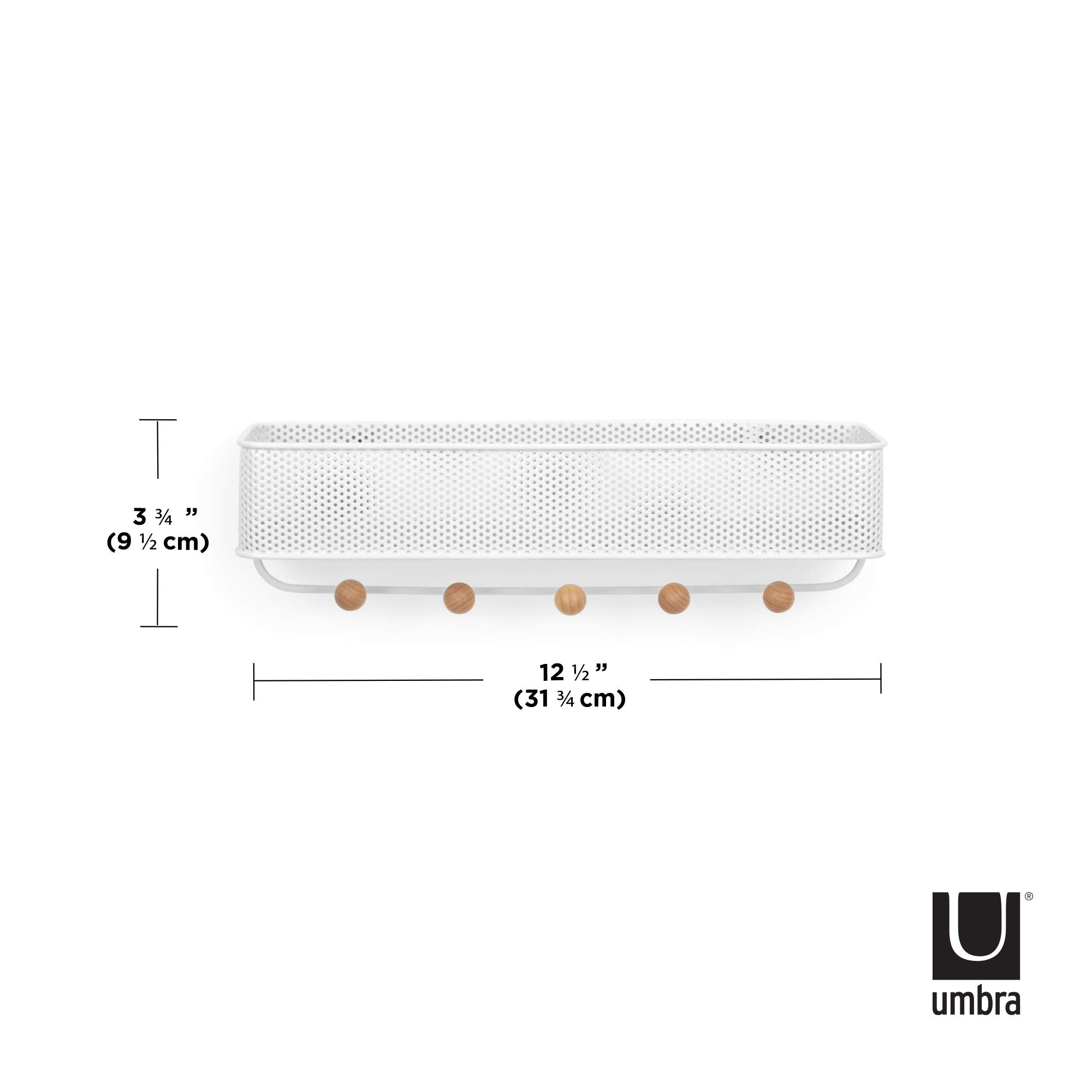 Umbra Estique Entryway Organizer, Great For Storing Keys, Small Accessories, Mail, Wallets And More, White Finish
