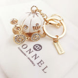 MONNEL Bling White Princess Pumpkin Carriage Crystal Lobster Claps Keychain MZ881-2
