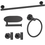 TURS Matte Black 5 Piece Bathroom Hardware Set, SUS304 Stainless Steel Bath Towel Bar Set, Bathroom Towel Rack Set Wall Mounted