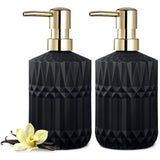 EMPO Clear Glass Soap Dispenser with ABS Plastic Pump, Crystal Lotion Dispensers for Kitchen Sink, Bathroom (2Pack Matte Black)