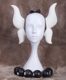 Anime Cosplay Wig Long Purple White Mixed Gradient Hair Synthetic Wigs+6 Balls+Horn+Tail