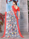 Satrani Womens Pure Georgette Saree (3201S2298Na_Grey & Multi2)