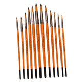 ECOMISTIQ 12Pcs Artist Paint Brush Set Nylon Hair Acrylic Watercolor Round Pointed Tip | Artists Brushes Painting Supplies Art