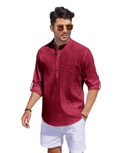 Bellstone Men'S Cotton Blend Solid Regular Fit Kurta (Kurta1500_Single_Burgundy_Xl