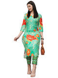 Anni Designer Women'S Cotton Blend Straight Printed Kurta With Pant (Ndr Green_Xxl_Green_Xx-Large),Green,2XL