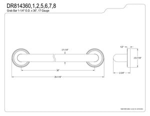 Kingston Brass Dr814365 Designer Trimscape Laurel Decor 36-Inch Grab Bar With 1.25-Inch Outer Diameter, Oil Rubbed Bronze