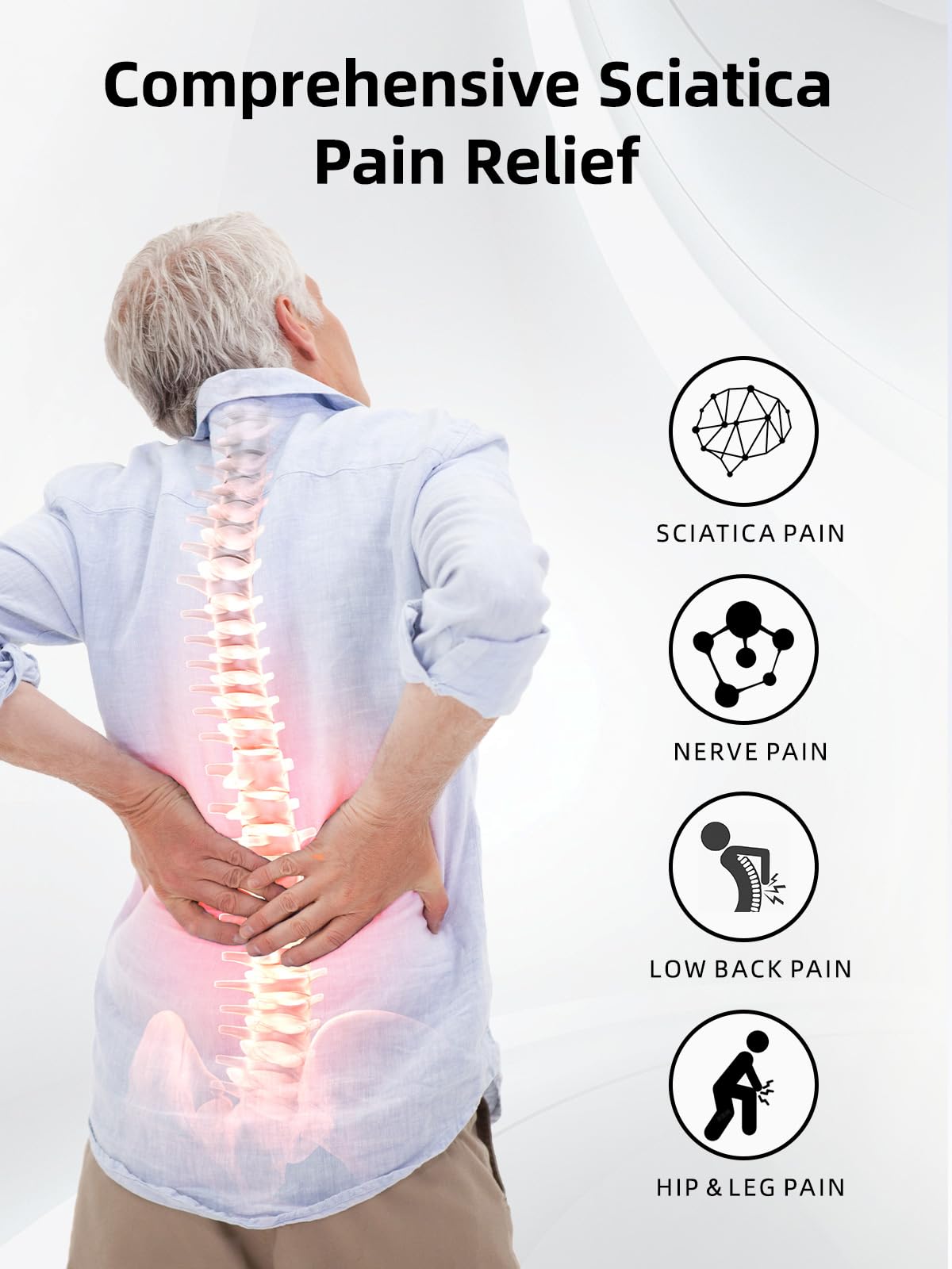 Paiaito Sciatica Pain Relief Devices - Deep Tissue Massager with Multi-Mode Technology, Heat & Light Therapy, Targeted Relief fo
