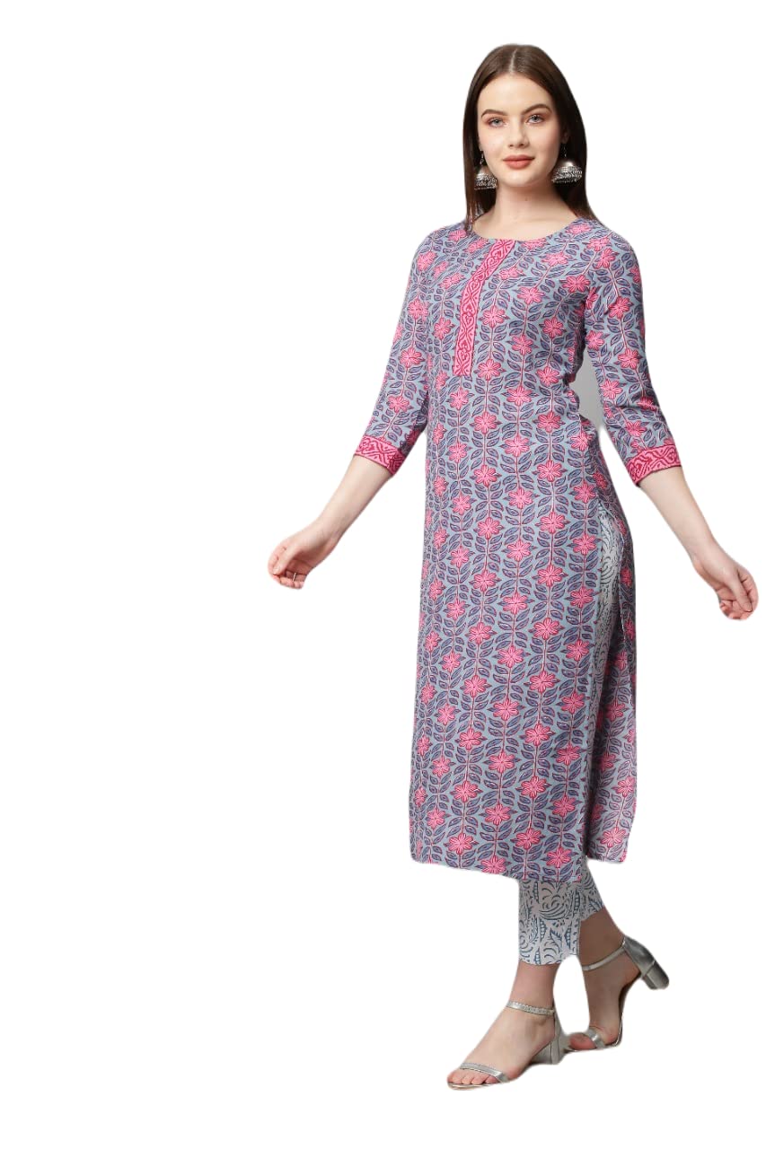 Anni Designer Women'S Cotton Straight Kurta With Palazzo (Kur104_Xxl_Orange_Xx-Large),Orange,2XL