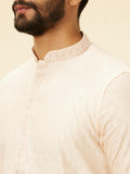 Manyavar Men'S Peach Blended Viscose Self Design Kurta Pyjama Set (M)
