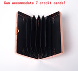 HAPUTDY RFID Metal Blocking Credit Card Holder/Travel Wallet/Protective Case (7 Cards Rose gold)