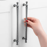 ASKANO 5 Pack 7-1/2 Inch Hole Centers, Antique Iron Cabinet Pulls Antique Silver Cabinet Handles Vintage Iron Kitchen Hardware f