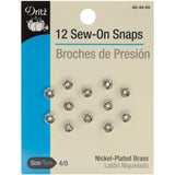 Dritz 804065 SewOn Snaps, NickelPlated Brass, Size 4/0 12Count