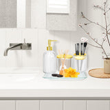 Bathroom Accessories Set, 4Pcs Clear and Gold Glass Bathroom Accessories Sets Complete w/Lotion Soap Dispenser, Toothbrush Holde