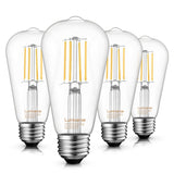 ST19 Dimmable LED Edison Bulb, 5.5W (60W Equivalent) 500LM, CRI 95+, 2700K Soft White, E26 Medium Base, Vintage Filament, Clear 