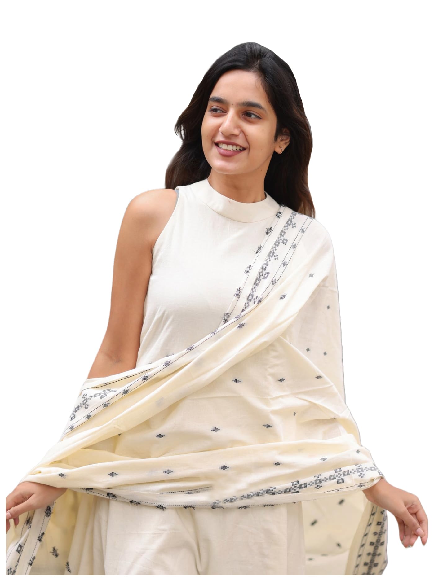 Anni Designer Women'S Rayon Viscose Solid Anarkali Kurta With Pant & Dupatta (Kesargod Cream_L_Cream_Large),Cream,L