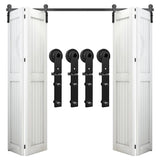 AONAYIOA 52/4.3FT Bi-Folding Sliding Barn Door Hardware Kit for 4 Doors, Bi Fold Barn Door Hardware Fit Door Opening Width 48,Sm