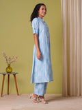 Anni Designer Women'S Rayon Viscose Straight Printed Kurta With Pant (Kopek Sky-Vks04_S_Sky Blue_Small),Sky Blue,S,,,