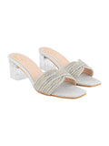 Shoetopia Embellished Rhinstone Silver Heels For Women & Girls /Eu40,Silver,7,B0DZVM1R1X