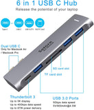 USB C Adapter for MacBook Pro/MacBook Air M1 M2 M3 2021 2020 2019 13 15 16, 6 in 1 USB-C Hub MacBook Pro Accessories with