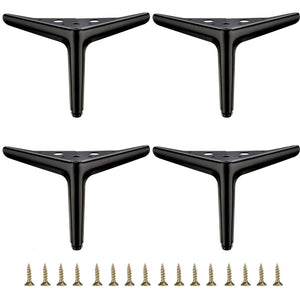4.7 inch/12cm Matte Black Metal Furniture Legs Set of 4, DIY Replacement for Short Cabinet Legs, Sofa Legs, Small Dresser Legs