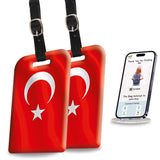 [Pack 2] Tag8 Turkey Flag Smart Luggage Tag |Trendy Luggage Tag Id Identification | Suitcase Tag | Fashionable Digital Name Tag 