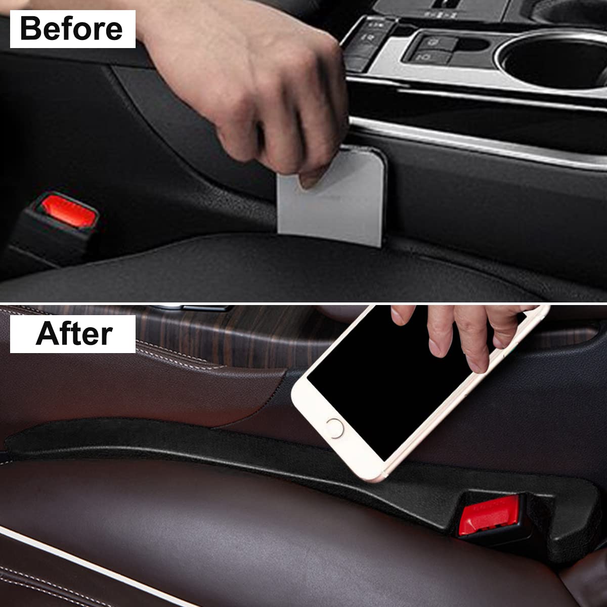 LYCARESUN 2 Pack Car Seat Gap Filler, Universal Car Seat Gap Plug to Fill The Gap Between Seat and Console Stop Things Dropping,