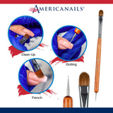 Americanails French Manicure Brush - Nail Clean Up Brush - Two Way Sable Nail Art Brush with Dotting Tool - Hardwood Handle - Pr
