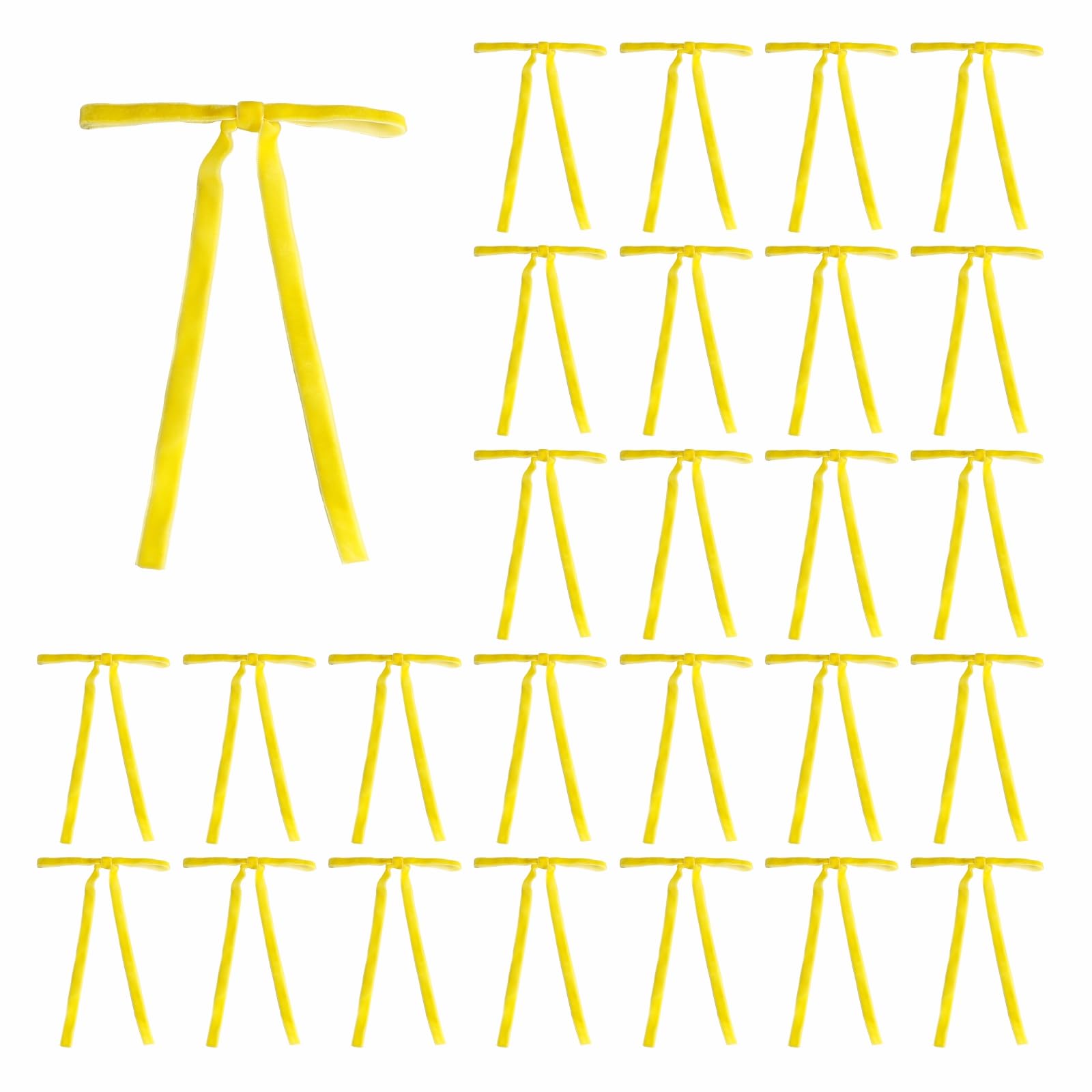 Meseey 30 Pcs Yellow Velvet Christmas Bows 5 x 7 Inch Rustic Vintage Wedding Velvet Ribbon Gift Bows for Tree Wreath Garland Hom