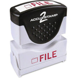 ACCUSTAMP2 Message Stamp with Shutter, 1Color, FILE, 15/8 x 1/2 Impression, PreInk, Red Ink (035576)