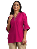 Libas Women'S Silk Blend Solid Straight Kurti (29148 Pink