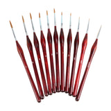 ATORSE 11Pcs Miniature Paint Brushes Micro Detail Brushes for Watercolor Face Oils Red|Crafts|Art Supplies|Painting Supplies|Art