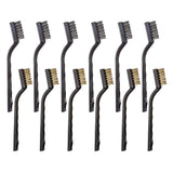 12PCS Mini Wire Brushes, Stainless Steel & Brass Brush Set, Curved Handle Scratch Brush for Automotive, Cleaning Welding Slag an