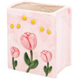 Busnos Book Vase Tulip Pencil Cup Pen Holder For Office Desk Decorative Books Pink Flower Vase Cute Toothbrush Holders Home Deco