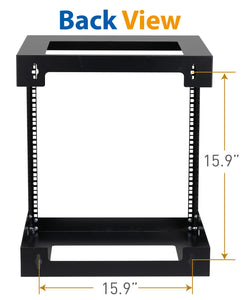 12U Wall Mount Rack Open Frame 19 Inch Server Equipment 2 Post Network Cabinet 18 inches Depth Black by Tedgetal