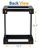 12U Wall Mount Rack Open Frame 19 Inch Server Equipment 2 Post Network Cabinet 18 inches Depth Black by Tedgetal