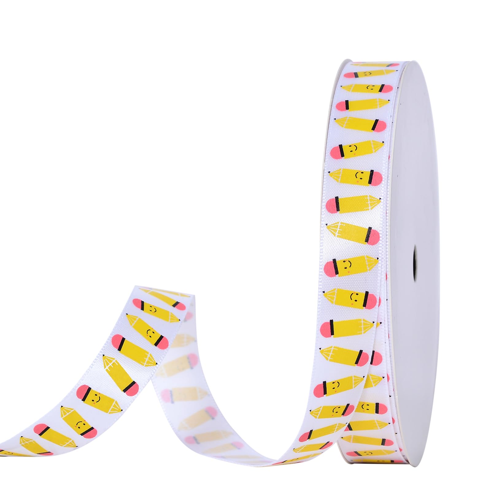 YAMA Back to School Ribbon for Crafts 5/8 Inch, Teacher Ribbon School Theme Pencil Apple ABC Ribbons for Gift Wrapping Crafts Ha