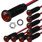Gebildet 10pcs LED Plastic Indicator Pilot Light AC/DC 12-24V Mounting Hole Size 6mm(Red)