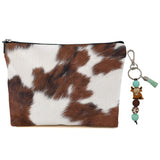 Cow Fur Print Makeup Bag for Women Lady Bestie, Large Capacity Makeup Pouch Travel Organizer Toiletry Cosmetic Bag, Highland Cow