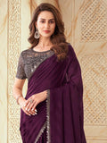 Satrani Womens Pure Chiffon Saree (2992S2678N_Wine)