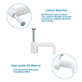 INCREWAY 200Pcs 12mm Flat Cable Wire Clips Cable Staples Cord Holder Wire Management, White