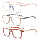 BLOEXCLU 3 Pack Reading Glasses for Men Sports Style Blue Light Blocking Readers with Spring Hinge Women Eyeglasses (3 Mixed Col