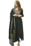 Gosriki Women'S Rayon Viscose Printed Anarkali Kurta With Pant & Dupatta (Kanota Black-Gs_Xl_Black_X-Large),Black,,B0DSJLFMVW