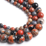 Yochus 60pcs Round Loose Red Fire Agate Beads for Bracelet Beads