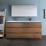 Fresca Lazzaro 72 Rosewood Free Standing Double Sink Modern Bathroom Vanity W/Medicine Cabinet - Faucet Sold Separately