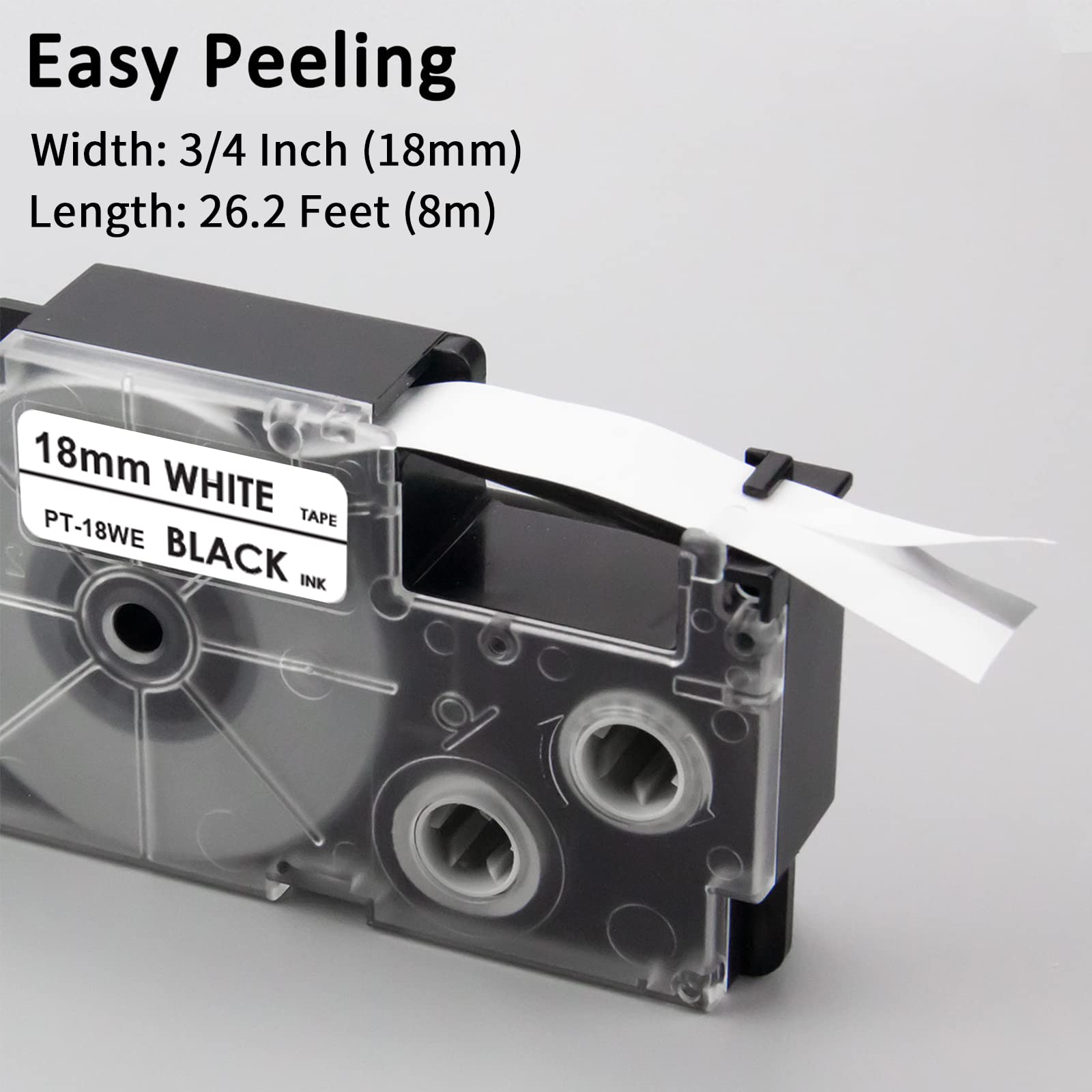 Pristar Compatible Label Tape Replacement for XR-18WE XR18WE for Casio Label Maker Tape 18mm 3/4 for Casio EZ Label Maker KL-7