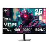 KTC 24.5'' Gaming Monitor, FHD 1080P 180Hz Fast IPS 128% sRGB Frameless Computer Monitor, HDR10, Adaptive Sync, Eye Care PC Game