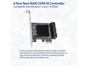IO CREST 6 Port SATA III to PCIe 3.0 x1 Non-RAID Expansion Card JMB575 JMB582 Low Profile Bracket (SY-PEX40166)