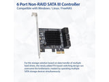 IO CREST 6 Port SATA III to PCIe 3.0 x1 Non-RAID Expansion Card JMB575 JMB582 Low Profile Bracket (SY-PEX40166)