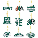 Rertcioph 9 Pcs Football Diamond Painting Kits DIY Double Sided Diamond Art Keychains Hanging Ornament Kits Fans Gift for Philad