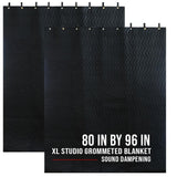 BoxerTools 2 Pack XL Pro Studio Sound Dampening Thick Blanket 96 x 80 Metal Grommets Light Blocker, Acoustic Treatment Bla